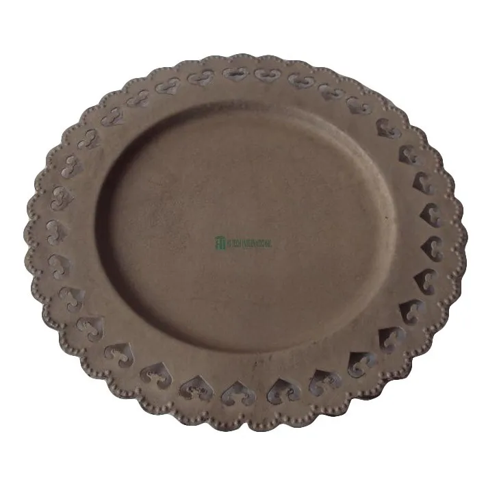Antique Brown Charger Plate - Metal - Iron - Round - Handmade - Wedding Use - Antique - Bulk - Cheap - Manufacturer - Wholesale