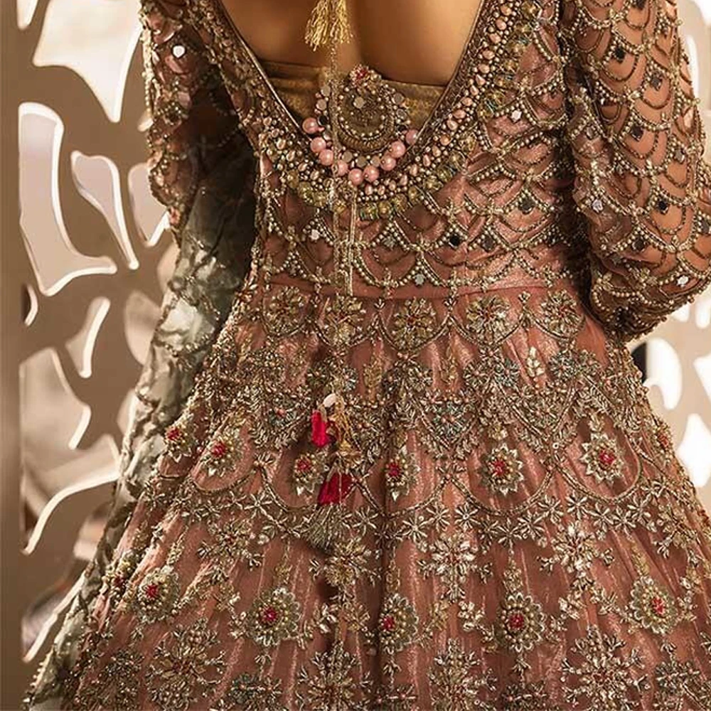 Asian Style Embroidered Party dress for Pakistani Bride heavy Embroidery Dress for wedding