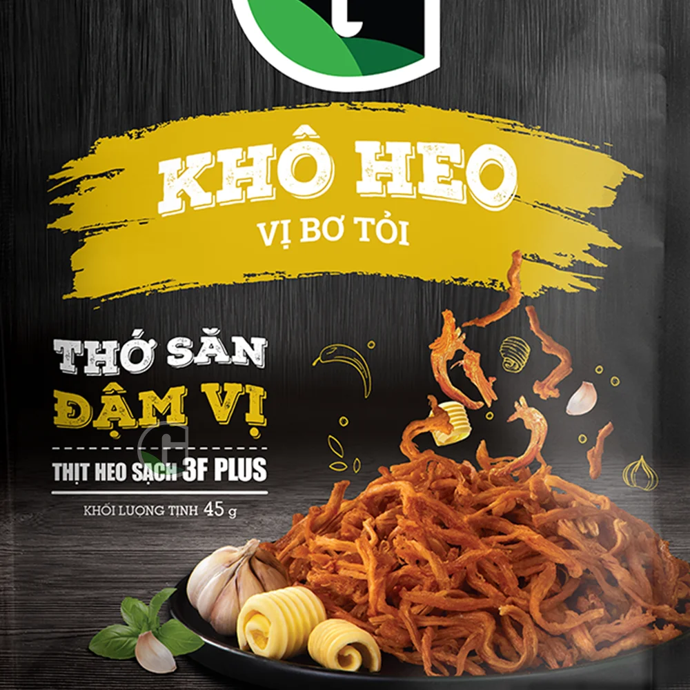 
G Butter & garlic dried pork strips Special Pork snack Delicious dried pork with butter and garlic flavor made in Vietnam 