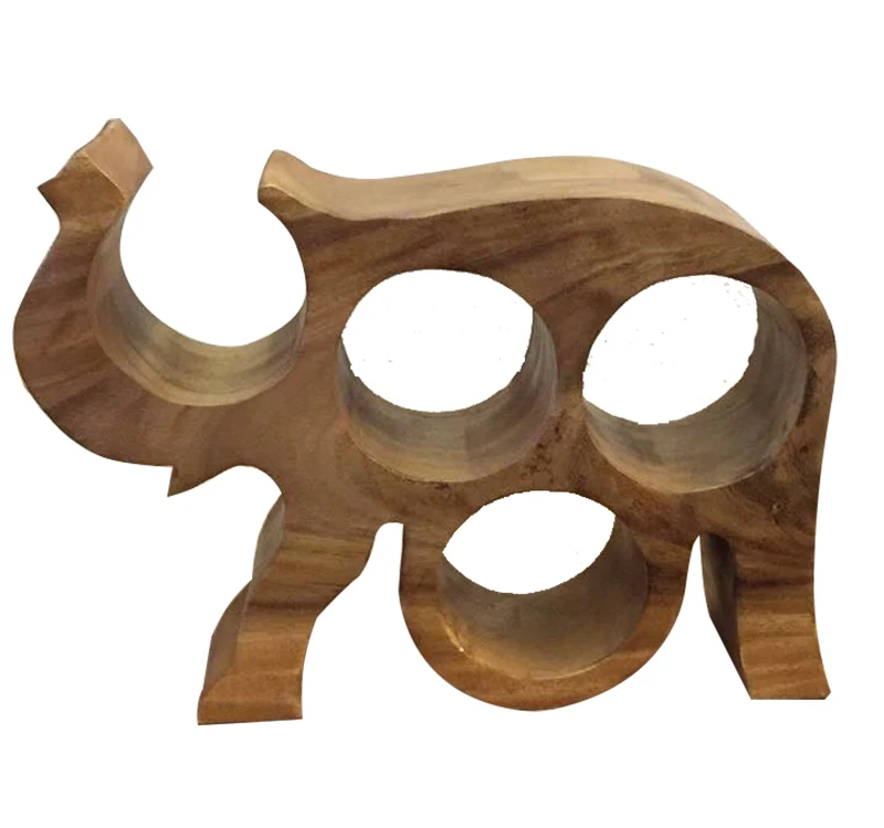 
Teak Elephant Bottle Holder Made From Solid Wood 