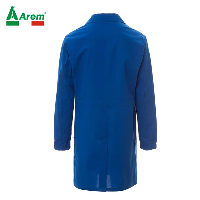 For B2B Work coat color royal blue with custom logo shipping worldwide sample superior quality uniform researcher work company