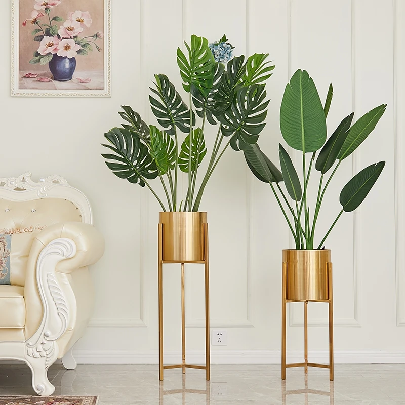 Mid-Century Metal Electroplate Golden Modern Display Indoor and Outdoor Flower Plant Stand Flower Pots Planter Stand