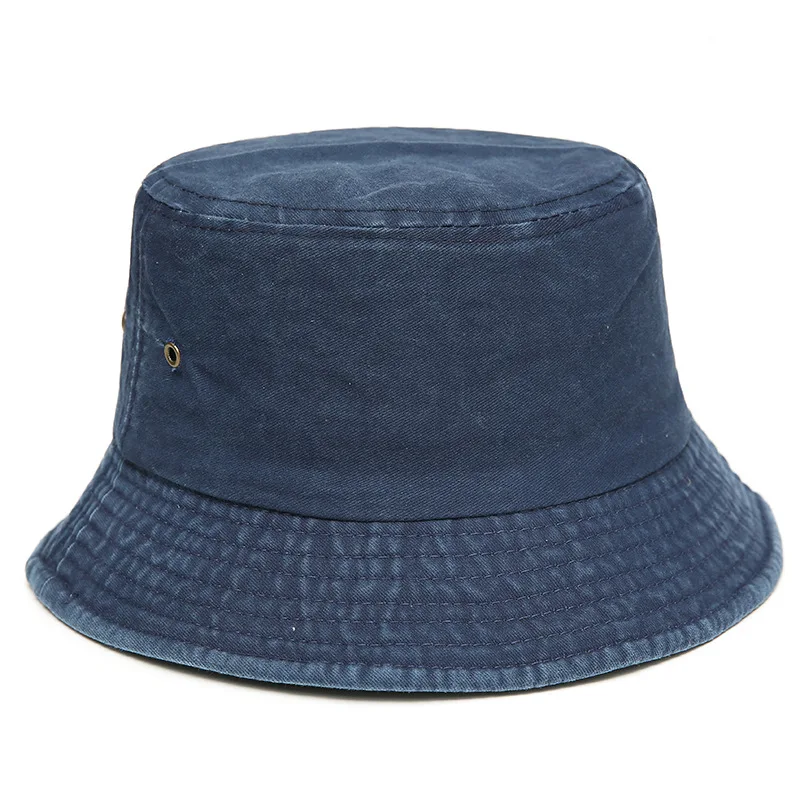 Unisex Vintage Wide Brim Jean Plain Denim Fisherman Bucket Hats