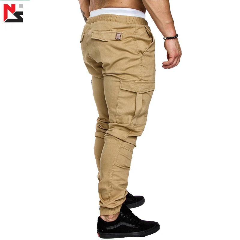 Брендовые мужские штаны в стиле хип-хоп штаны-шаровары брюки для бега 2019 джоггеры одноцветное с несколькими карманами мальчиков спортивные M-4XL
