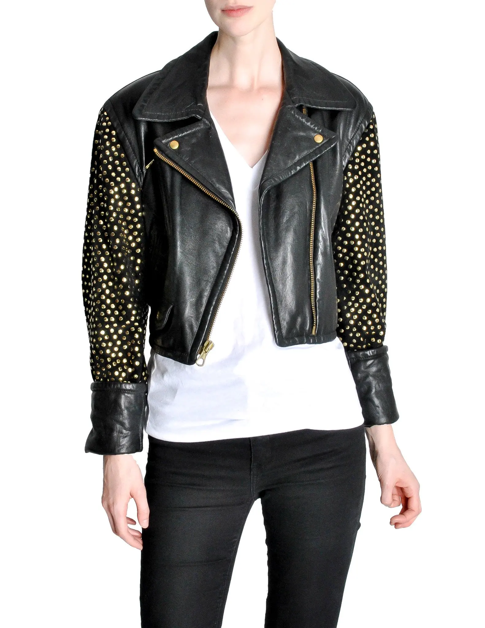 Rock Star women Leather Jacket Ladies Black Motorcycle Punk Studded Leather Jacket Bike Fashion Studded Punk Rock Leather Jacket