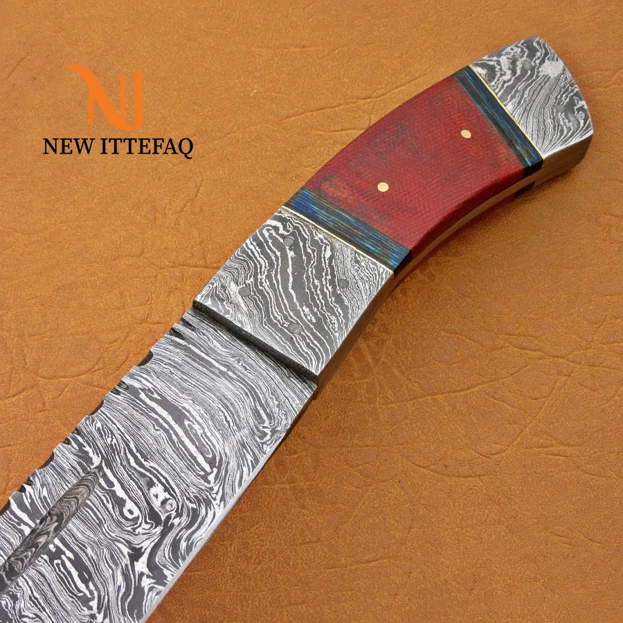 Дамасский нож | Охотничий нож ручной работы на заказ | Красивый охотничий Меч из дамасской стали ручной работы с кожаным чехлом