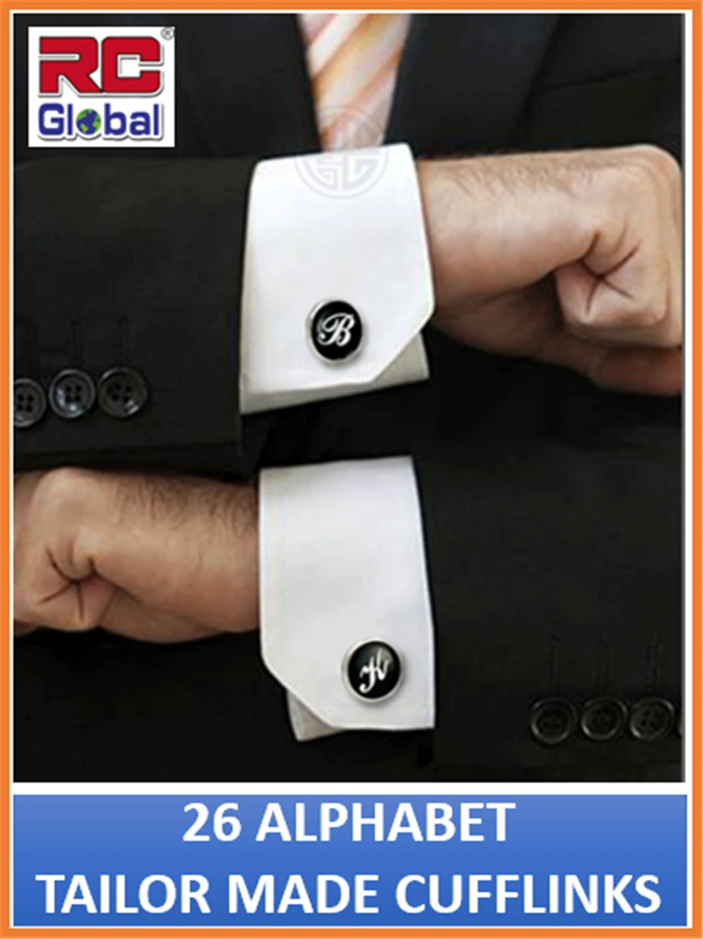 Запонки с эпоксидным покрытием RC-Global изготовленные по заказу запонки именем для деловой рубашки и Французской