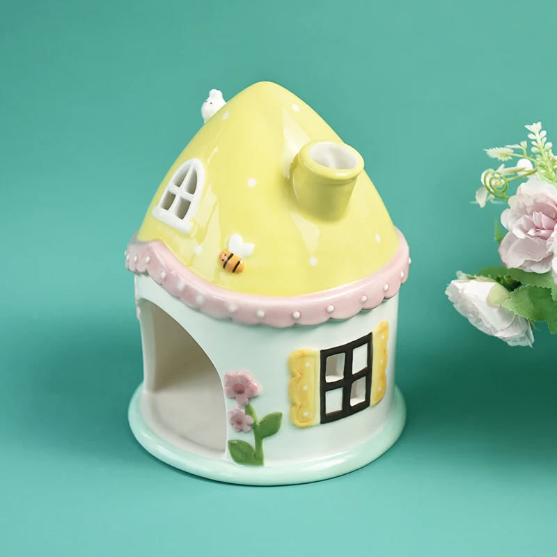 BONWILL Petco Ceramic Mini Pet AnImal Cages And Bath Hamster Hideaway Yellow Mushroom Shaped