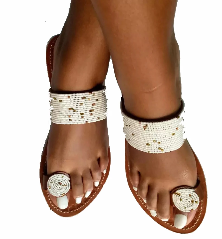 Ethnic Fashionable Boho Hand Beaded Toe Ring Sandal Women Flip Flops Slippers Footwear Female