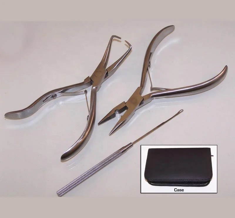 Stainless Steel Micro Beads Hair Extension Pliers With Needle And Case Wholesale Hair Extensions Tool Kit