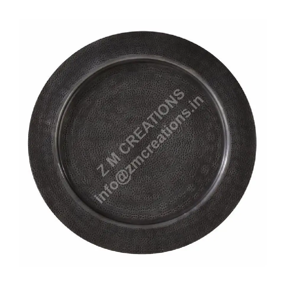 Wholesale 13 Inch Gold Charger Plates Custom Logo Design Ceramic round Dinner Tray for Home Use Metal Wedding Charger Dish Set