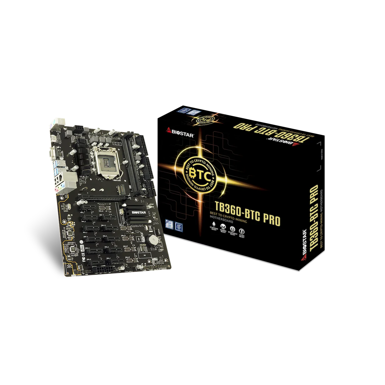 
Best 2021 ETH mining calculation machine motherboard GPU 12XPCI-E 8X-PCI-E Biostar TB360 BTC Display card miner motherboard 