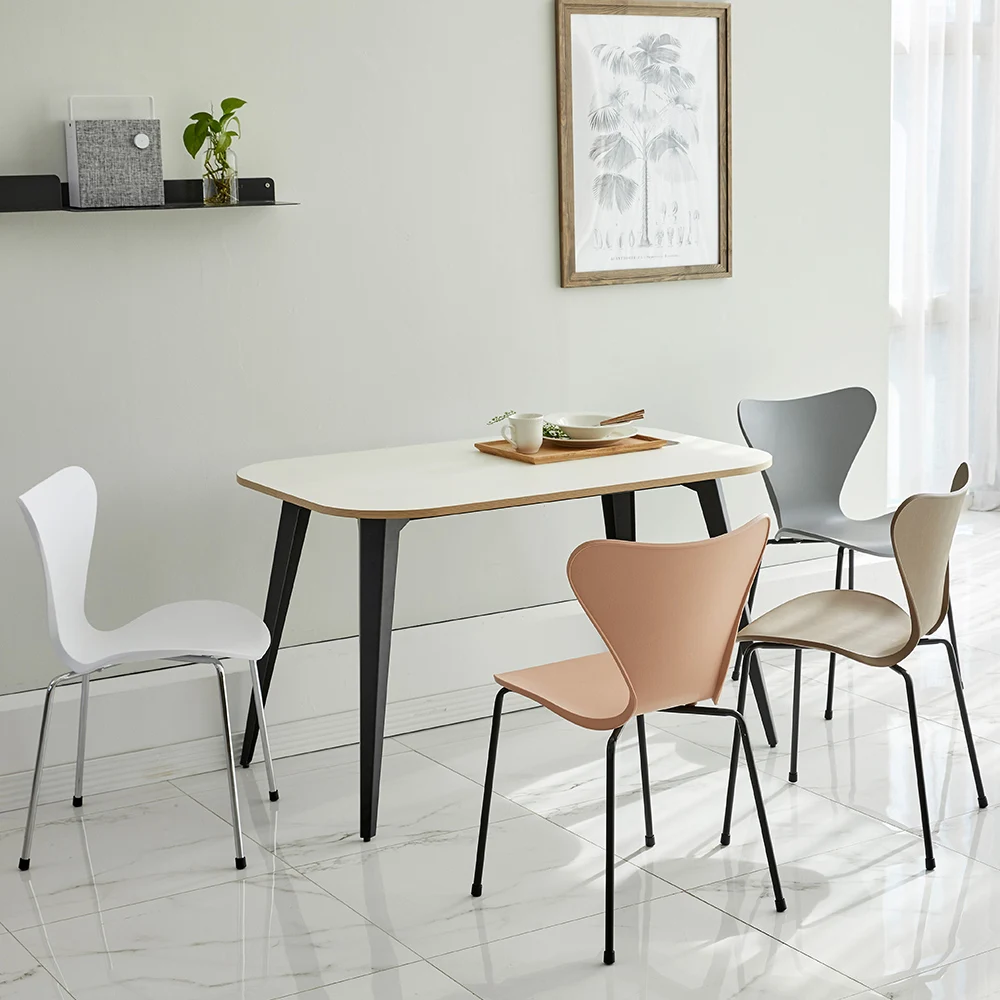 Stackable Home Furniture coffee hotel Luxury Upholstered Soft back Plastic dining chair with metal legs