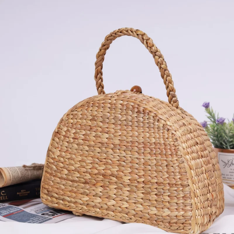 New Arrival 2022 Semicircle Women Purses Bags Handbags Wicker rattan bag rattan round bag wholesale