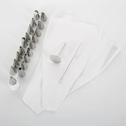 Incredible Decorating Icing Set with White Pastry Bag 31 pcs Metal Icing Tips for Housewives Kitchen Cake Bakeware Baking