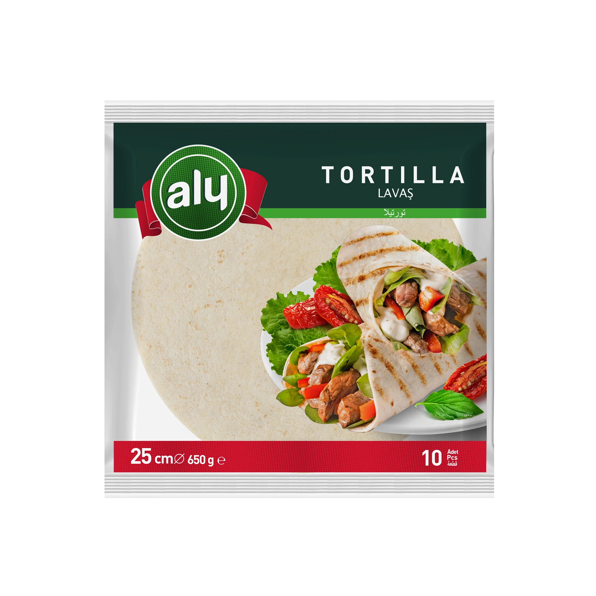  Tortilla 25 см 10 шт. пшеничной муки оригинальный бренд Aly пакет с замком zip-lock 650 г (12 упаковок в одной