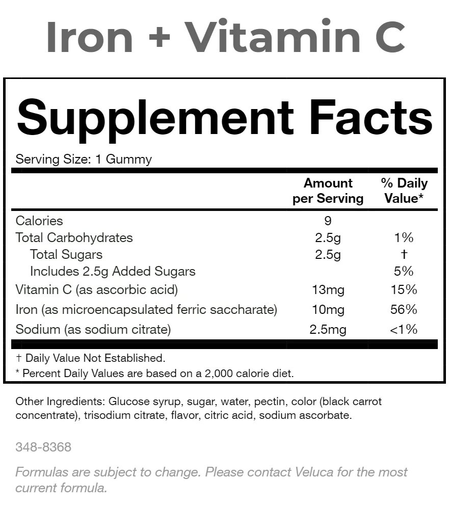 Premium Quality Iron + Vitamin C Gummies Private Label Supplement Iron Gummies