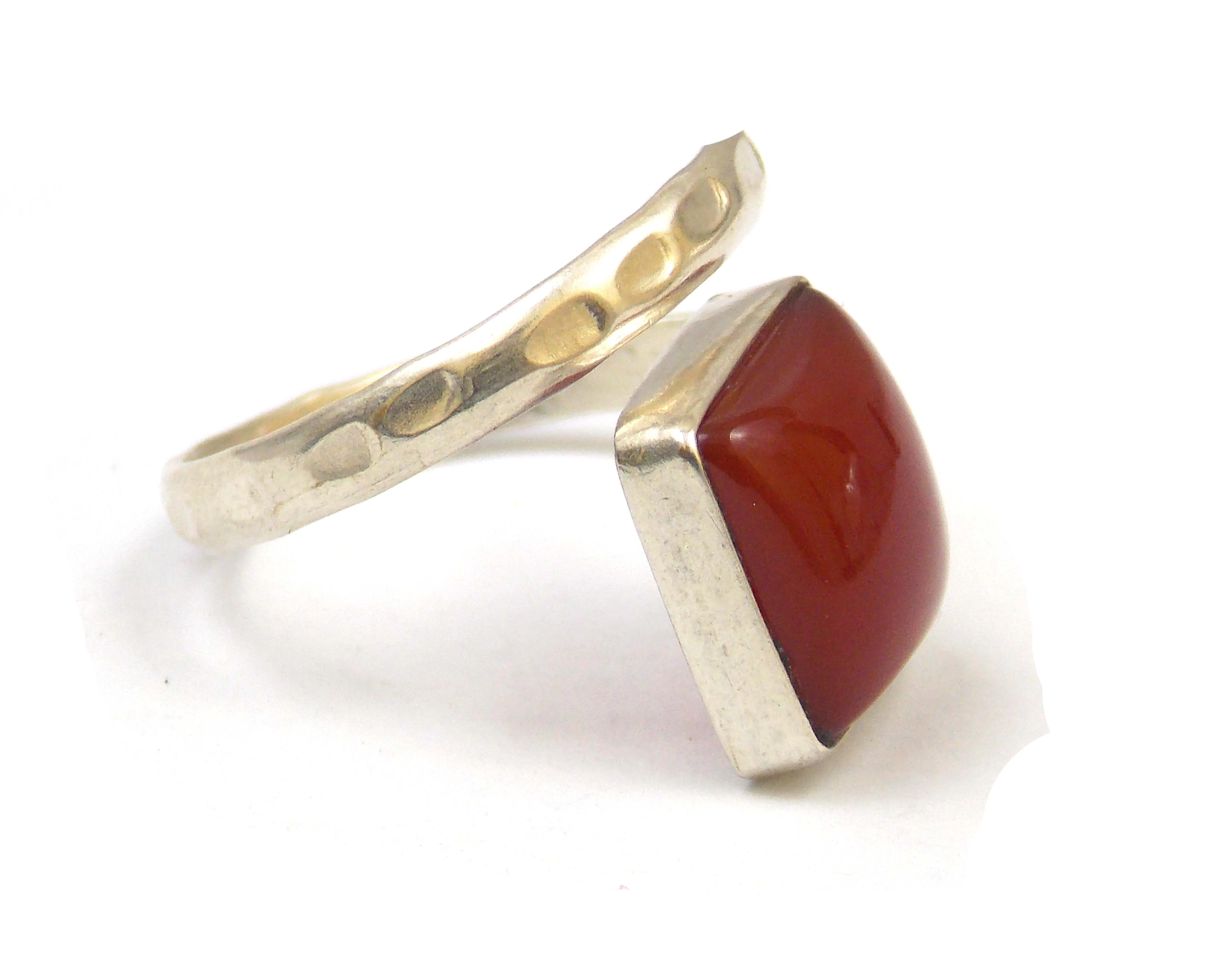 Carnelian Square Shape Silver Plated Jewelry Making Gemstone Ring