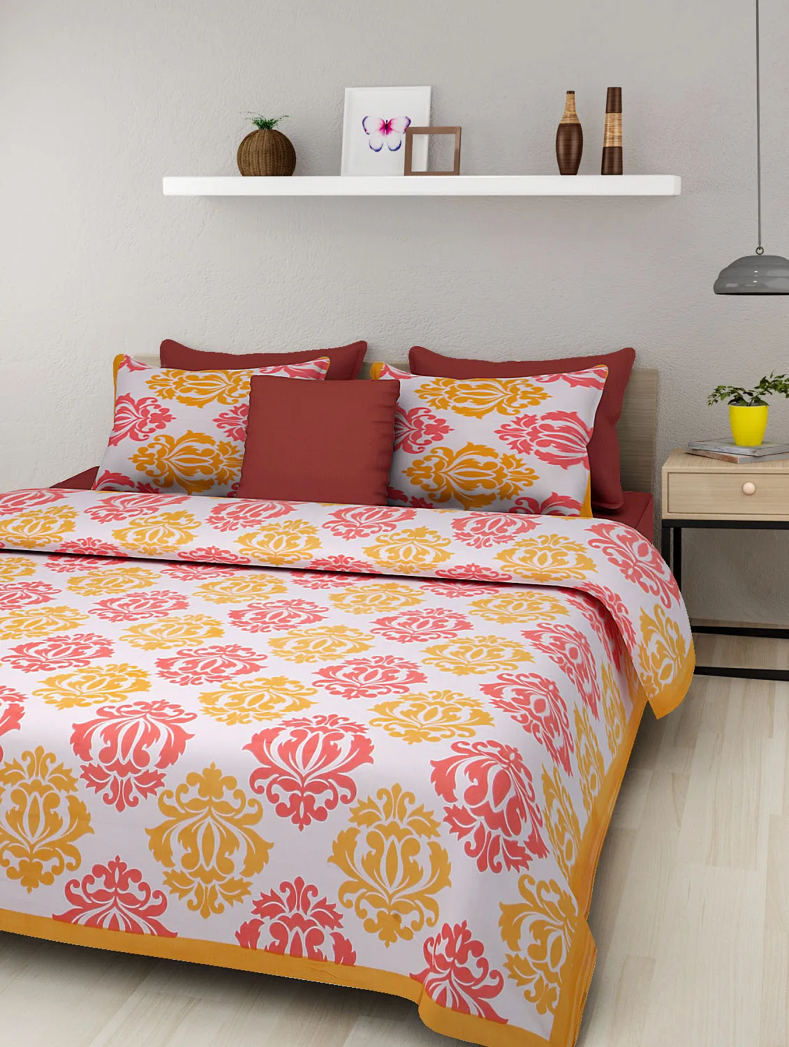 Bedsheet with 2 pillow covers Kerry Pattern Super Fine Cotton Fabric Handmade Multiple Color