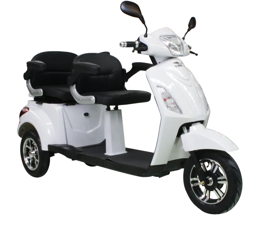 
 Электрический трехколесный велосипед VOLTA VM4 PLUS 60 в 22 ач с двумя сиденьями белого цвета, Сделано в Турции  