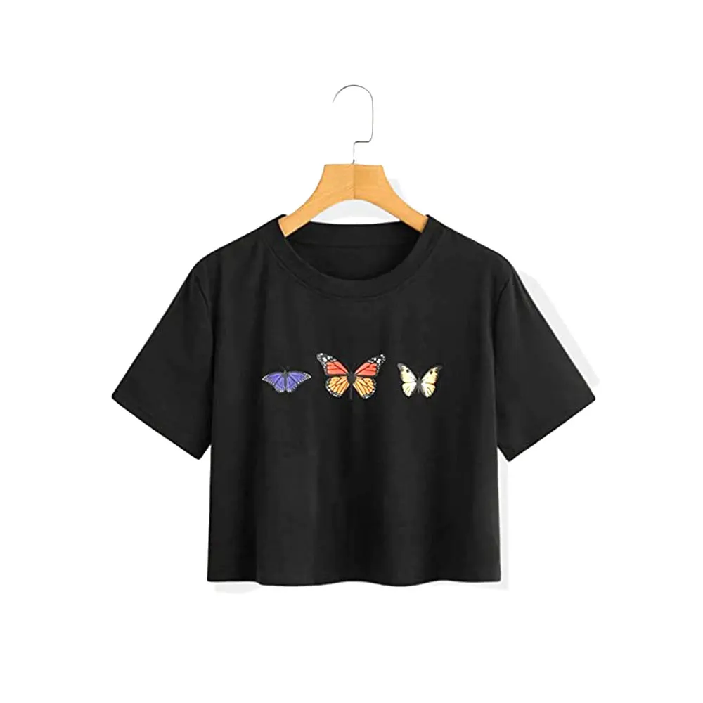 Wholesale High Quality 220Gsm Soft Jersey Drop Shoulder Half Sleeve Casual Classic Fit Crop Top For Women Cotton T shirt