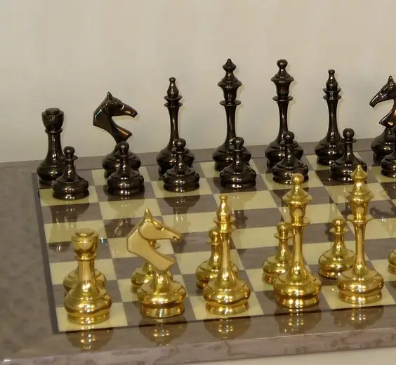 metal chess set/brass game/brass