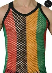 Высококачественный мужской спортивный жилет Stringer Rasta, майка в карибском стиле, большая сетчатая тринидадская одежда для спортзала