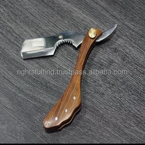 Professional BARBER SALON STRAIGHT CUT THROAT SHAVING RAZOR RASOIRS RASOI Vintage Folding Shaving Straight Stainless Steel Wood