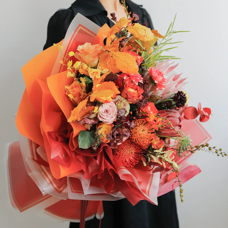 Hot Sale Korean Plastic Waterproof High Quality Packing Paper Printing Flower Bouquet Wrapping Paper