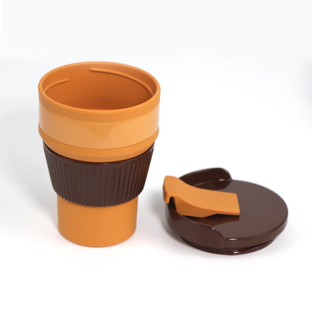 Reusable coffee color travel silicone collapsible drinking coffee cup