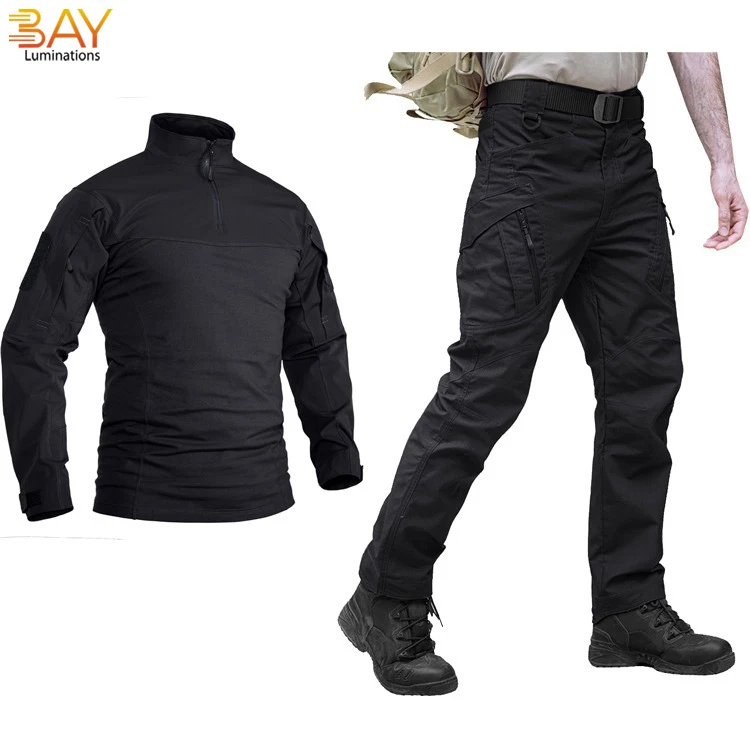 Производители одежды на заказ тактическая боевая рубашка брюки черного цвета костюм лягушки армейская Военная Униформа Ripstop охранника