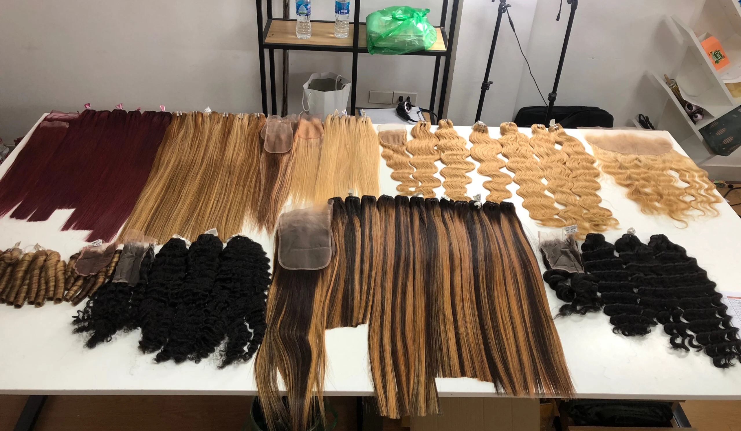 Желто-оранжевые прямые шелковистые накладные человеческие волосы премиум класса