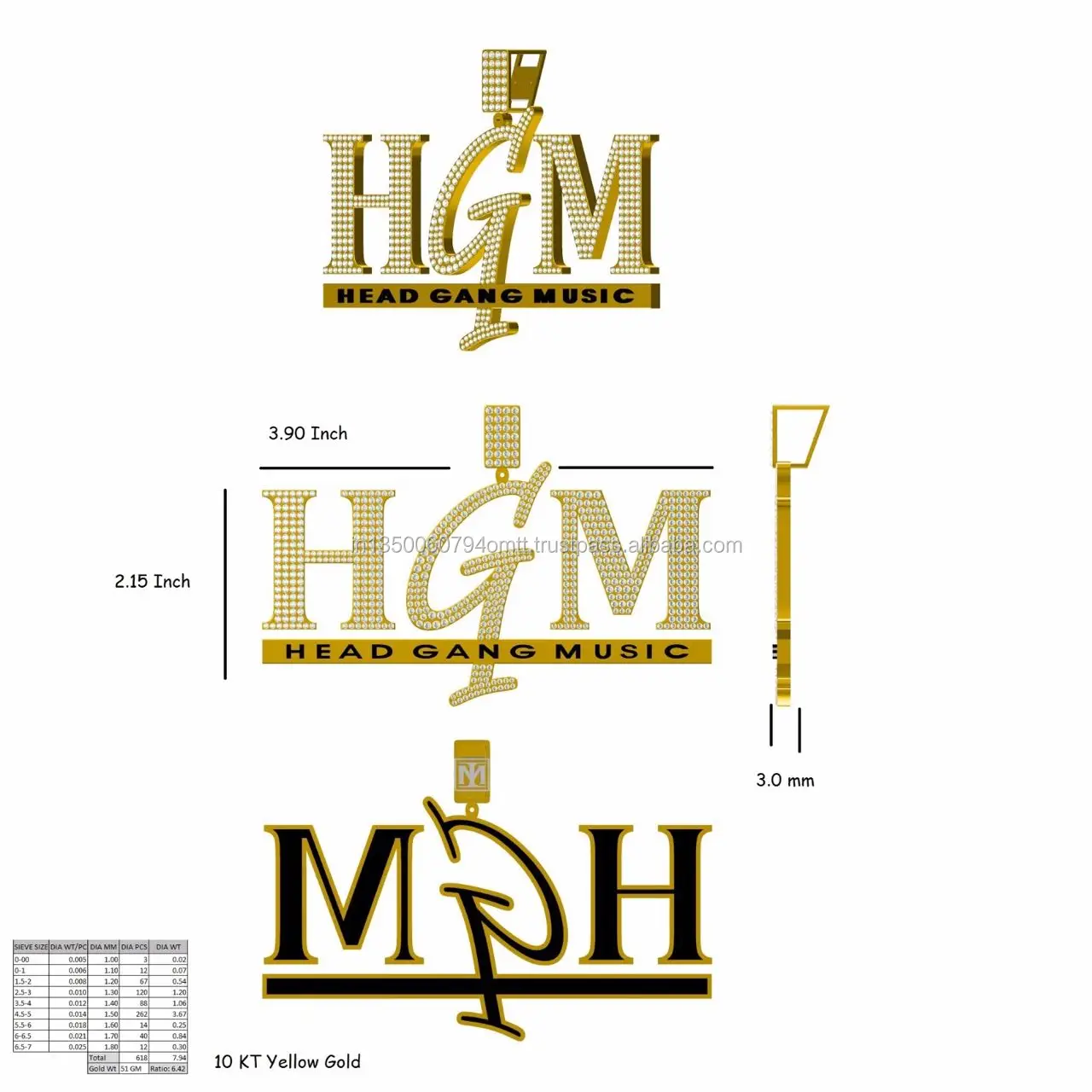 
New style 51 gram 10kt yellow gold real diamond custom pendant foer unisex 