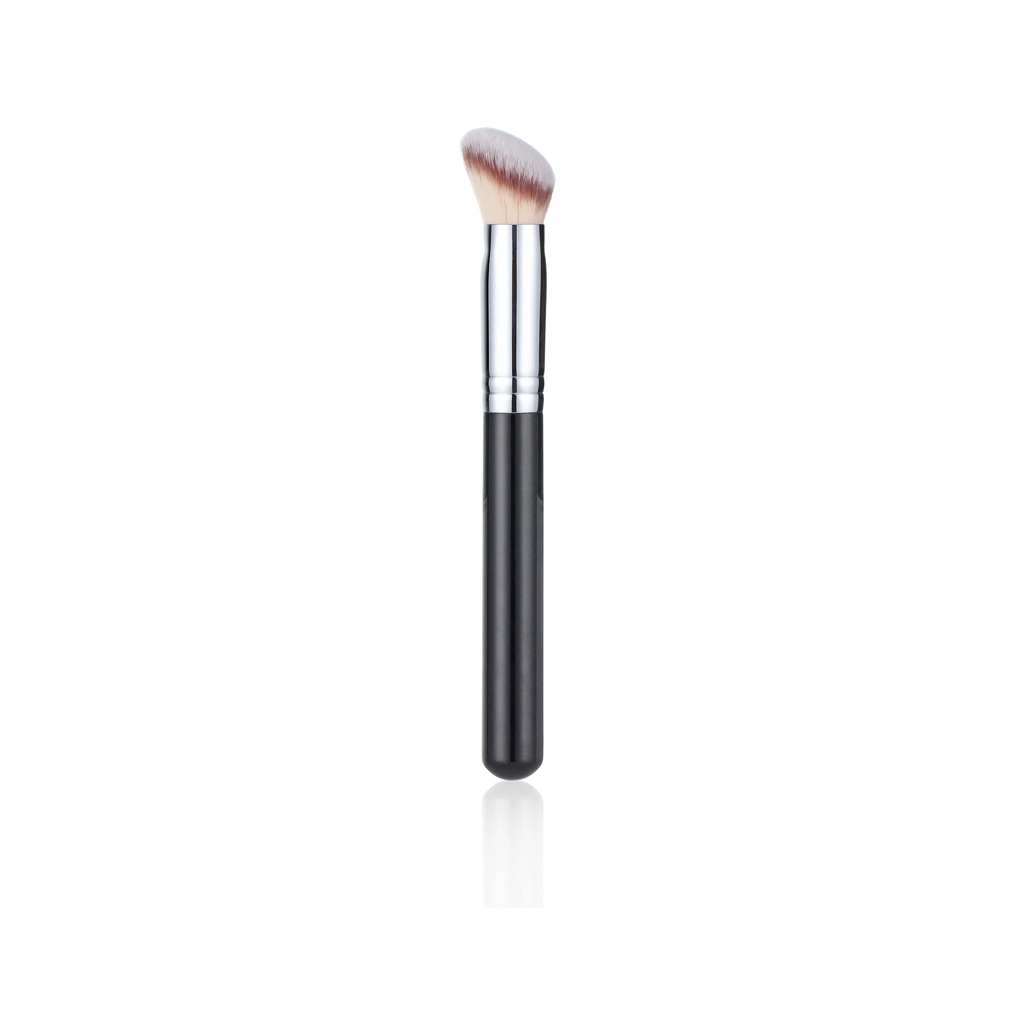 Vonira VHQ-018 Pro Angled Foundation Contour Brush With Silver Copper Ferrule Black Handle Custom Private Label Service