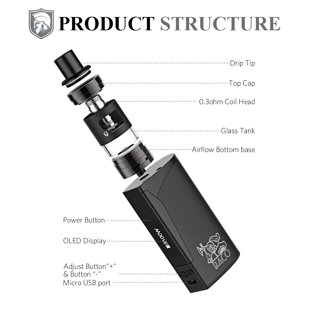 
high watt 100W vape cartridge electronic cigarettes vape pod box mod 
