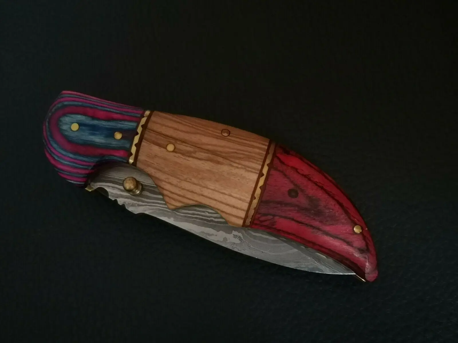 Custom Handmade Damascus Steel Folding Knife  Utility Knife With leather sheath Sharp Edge 2022 Knife