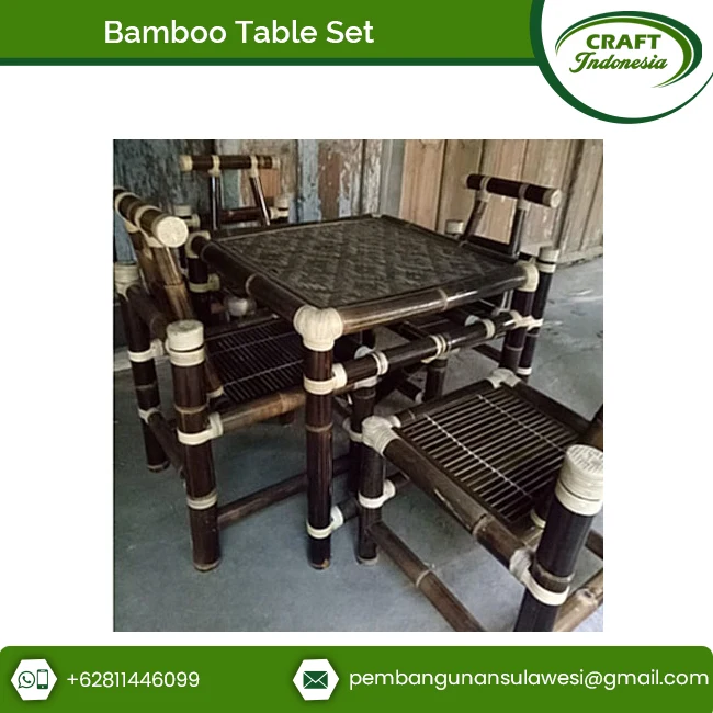 Factory Supply Top Sale Durable Modern Bamboo Dining Table Set