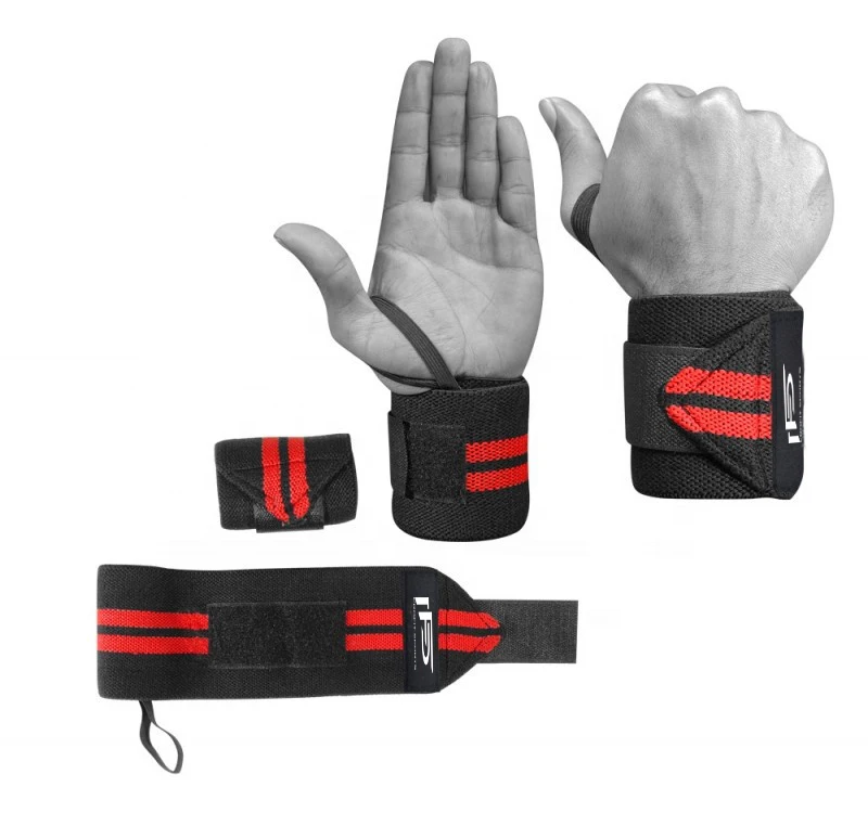 Hot Selling Best Value Gym Weightlifting Wristband Hand Wraps for Strength & Fitness Red And Black Wrist Support and Band