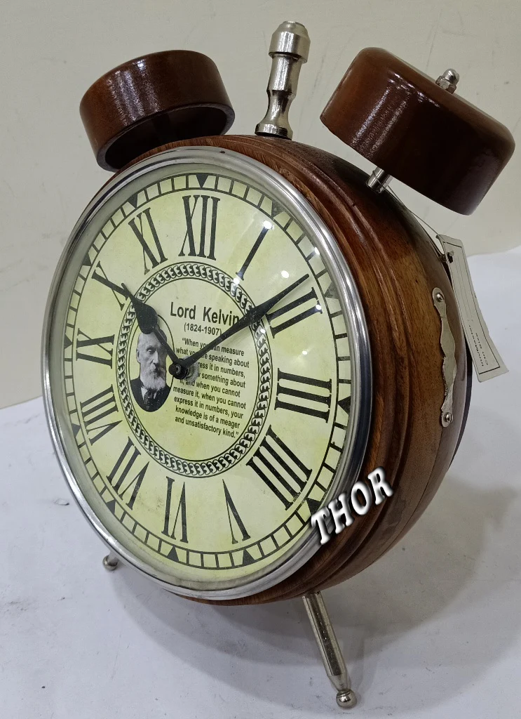 High Quality Wooden Bass Degin Lord Kelvin Table Clock Nautical Home Decor for Living Room or Bedroom Wall Space Perfect