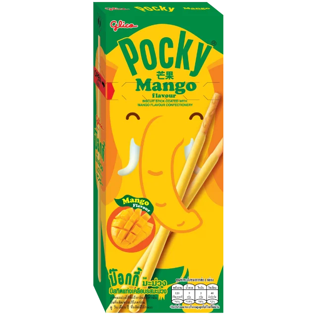 Оптовая продажа, бисквитные палочки Glico Pocky со вкусом манго, тайская закуска высокого качества, 25 г