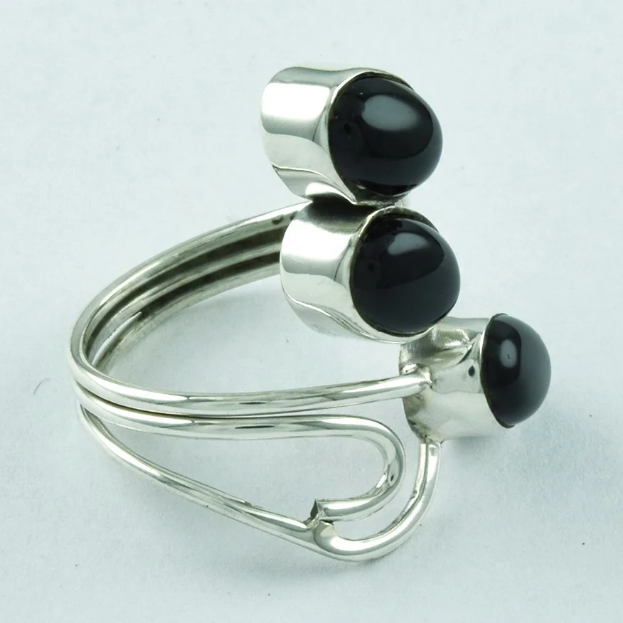 Impressive Design Beautiful Black Onyx Stone Handmade 925 Sterling Silver Ring Wholesaler India