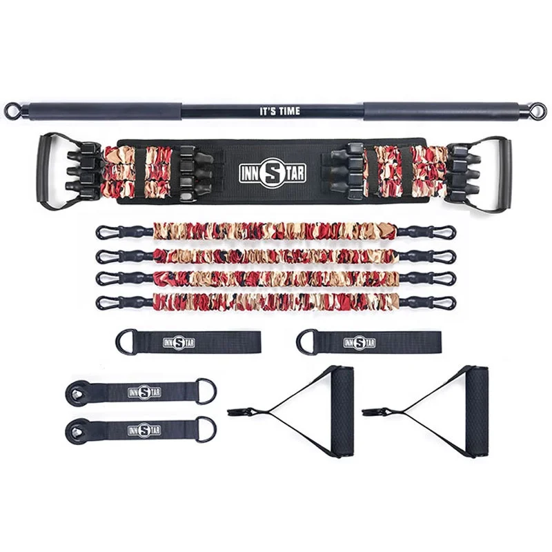 Drop-shipping Innstar High quality custom resistance bands with bar bench press adjustable home workout resistance bands