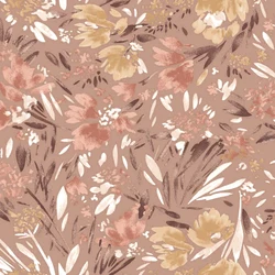 Rose Cloud with Banana Floral Abstract Pattern Printed on Rayon Crepon Fabric for Wholesale  - Style P-2585-636