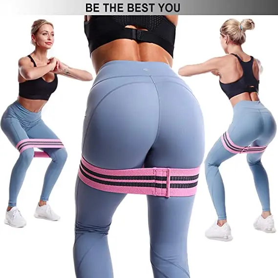 wholesale Women Hip Strength Training Fabric Booty Exercise Bands Home Fitness Hip Circle Wide Anti Slip Fabric Resistance Bands