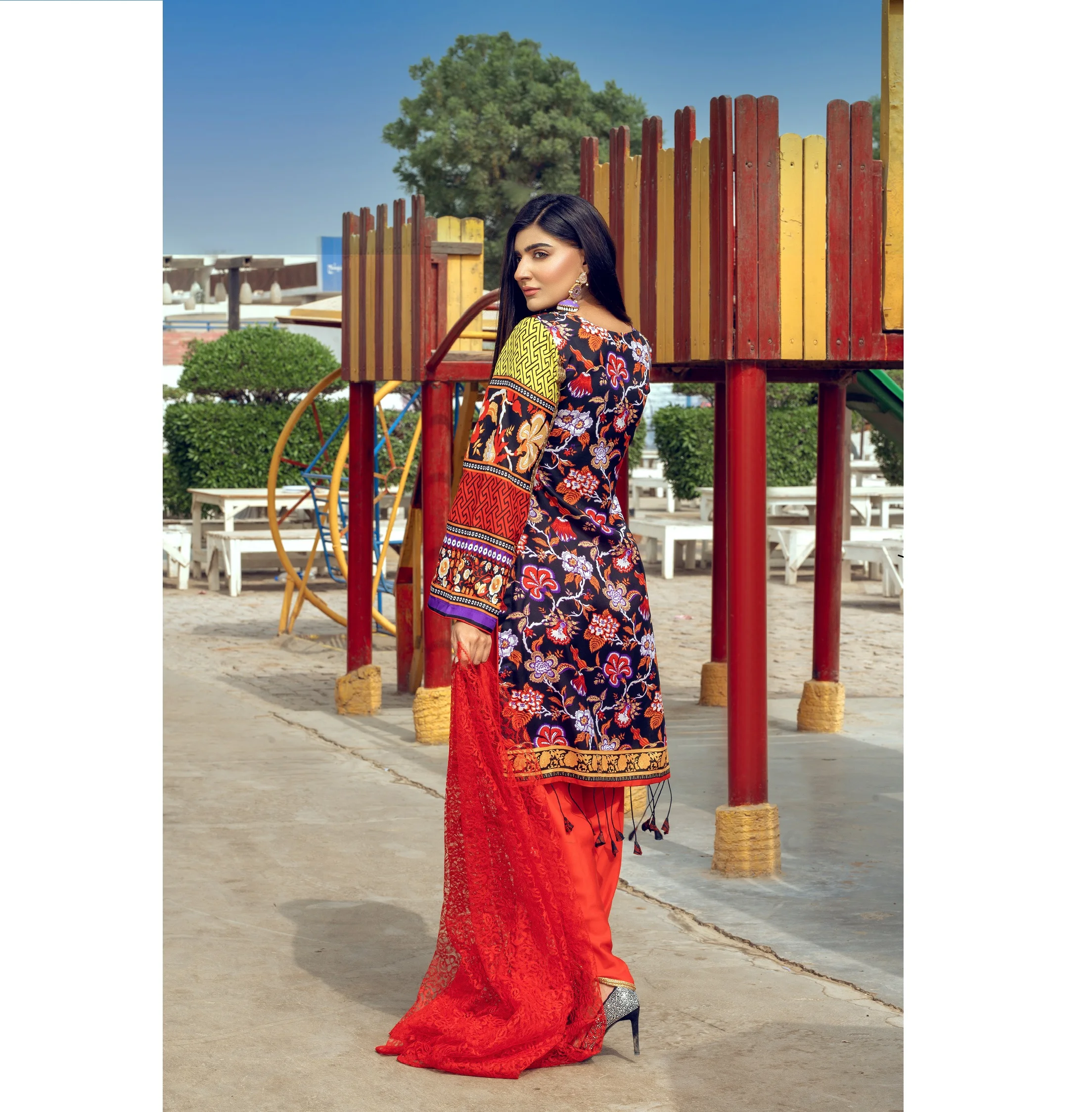 High Quality Ladies 3 piece Shirt Dupatta Trouser Unstitched formal suit 1 X8 Premium Quality Rangoli vol 1