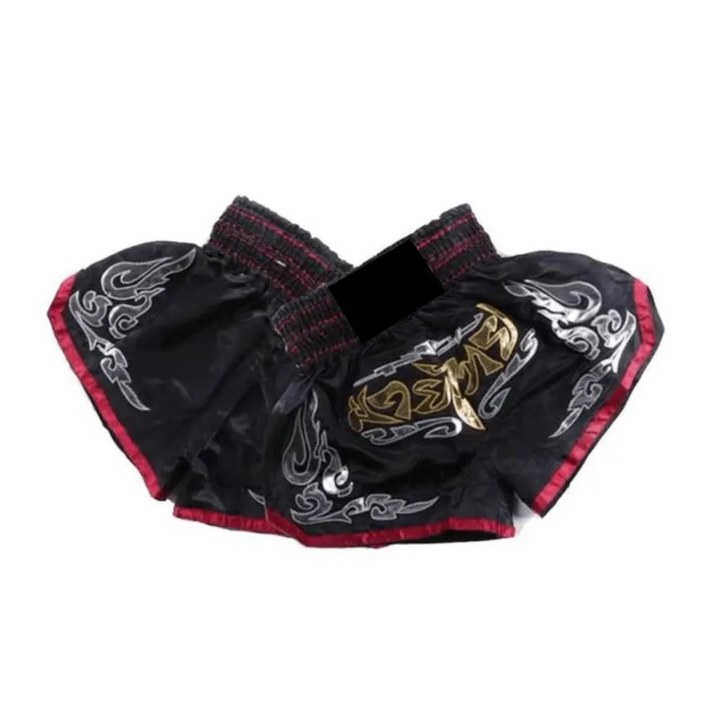 Wholesale Plain Fight Mma Custom Logo Kick Boxing Muay Thai Shorts Pink Purple Black Red White Light XXL Cotton Blue Embroidery