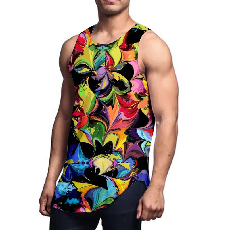 
Wholesale Sublimation Printed Tank Top Your Own Cheap Price Tank Top Cotton Polyester Men Tank Top 