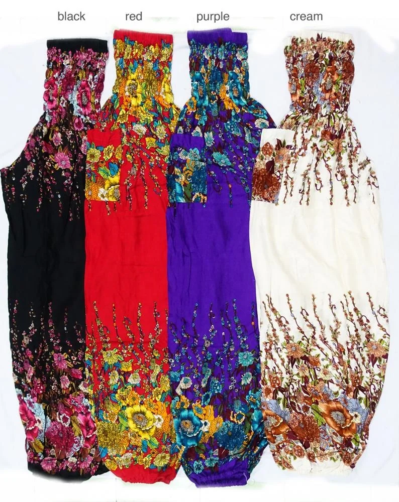 oriental fisherman thai style VTG RETRO INDIE HIPPIE BOHO HAWAII POLKA DOT FLORAL PAISLEY MAXI PANTS