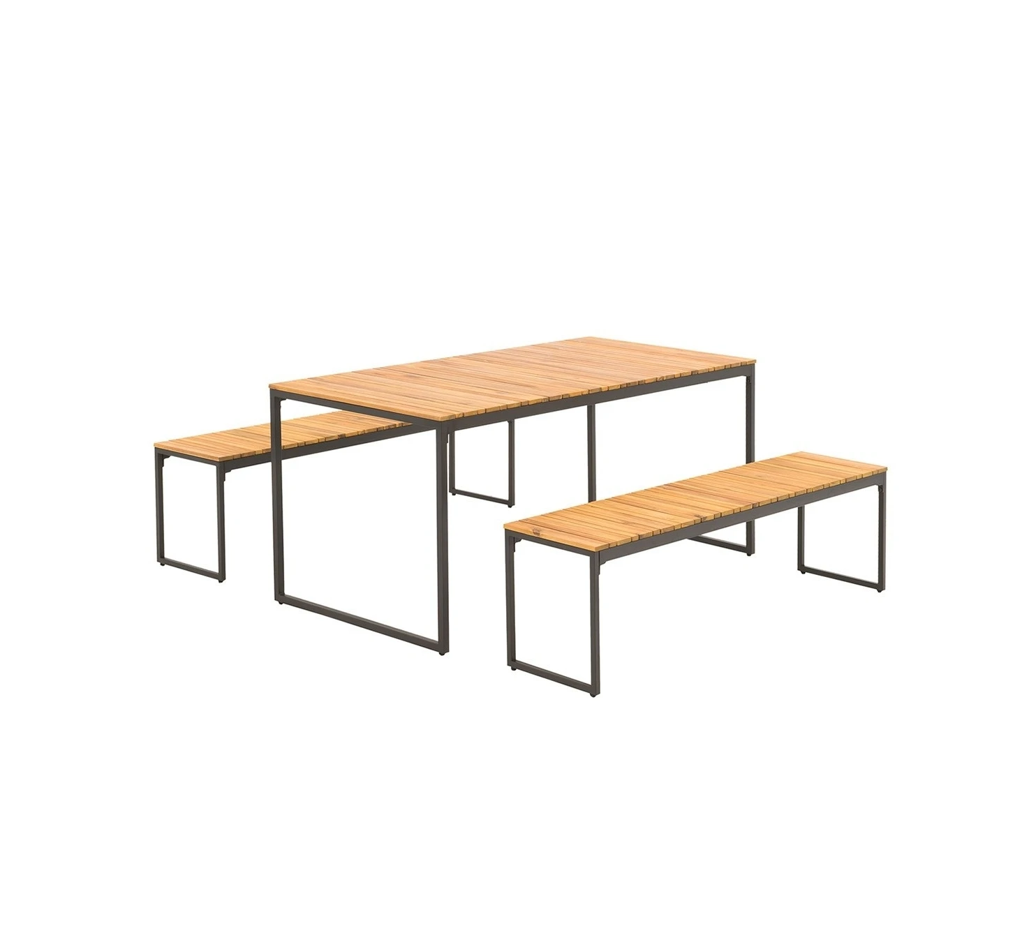 Modern Style  Vietnam Top Quality Outdoor Garden Steel Legs Teak Wooden Long Bench Chair Seat With No Backrest