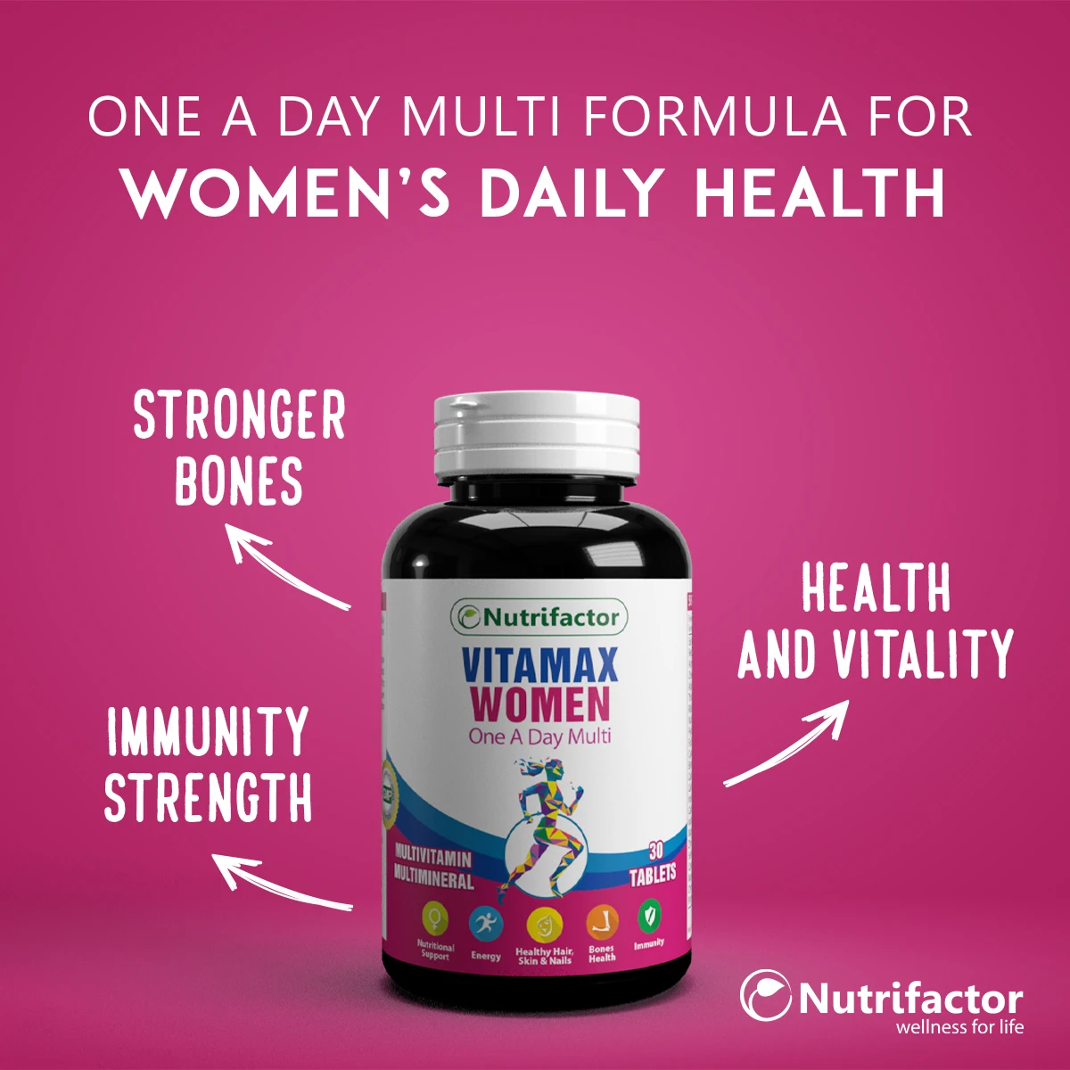 
VITAMAX WOMEN Halal Food Supplement Multivitamin Calcium Magnesium Vitamin D Multivitamin for Women Herbal Food Product 